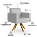 Ver imagem 4 de Kit 02 Poltronas Decorativa Base Giratória de Madeira Helô L02 Facto Cinza Metalizado - Lyam