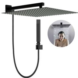 Ducha Chuveiro 30x30 Preto Fosco Inox Completo Com Desviador - 1