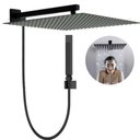 Ver imagem 1 de Ducha Chuveiro 30x30 Preto Fosco Inox Completo Com Desviador