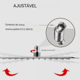 Ducha Chuveiro 30x30 Preto Fosco Inox Completo Com Desviador - 9