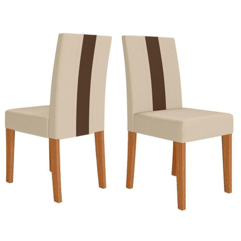 Kit 2 Cadeiras de Jantar 40009 MDF Suede Aveludado e Courino Marfim Poliman Móveis