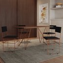 Ver imagem 1 de Mesa Jantar Industrial Trama 1,40x0,80m Amêndoa com 4 Cadeiras Estofadas Vitória Cobre e Preta