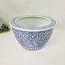 Vaso Cachepot Porcelana Azul e Branco Floral Arabesco 40cm - 2
