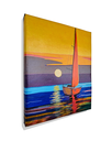 Ver imagem 3 de Mini Quadro Artesanal Decorativo de Barco a Vela Pintado a Mão 30x25cm