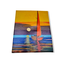 Mini Quadro  Artesanal Decorativo de Barco a Vela Pintado a Mão 30x25cm - 5