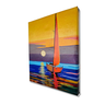 Mini Quadro  Artesanal Decorativo de Barco a Vela Pintado a Mão 30x25cm - 4