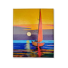 Mini Quadro  Artesanal Decorativo de Barco a Vela Pintado a Mão 30x25cm - 2