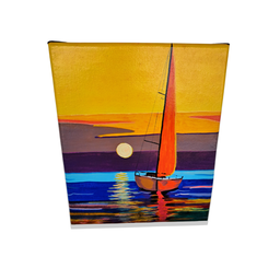 Mini Quadro  Artesanal Decorativo de Barco a Vela Pintado a Mão 30x25cm - 6