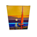 Ver imagem 6 de Mini Quadro Artesanal Decorativo de Barco a Vela Pintado a Mão 30x25cm