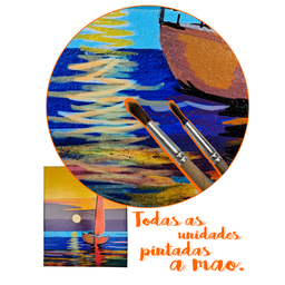 Mini Quadro  Artesanal Decorativo de Barco a Vela Pintado a Mão 30x25cm - 9