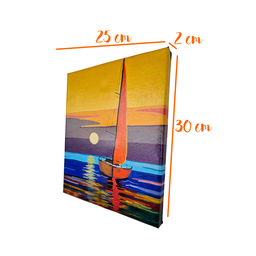 Mini Quadro  Artesanal Decorativo de Barco a Vela Pintado a Mão 30x25cm - 7
