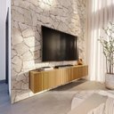 Ver imagem 1 de Rack Glimmer 1.7 Suspenso 100% MDF com Portas Ripadas para Sala de Estar – Carvalho