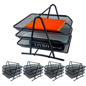 Kit 5 Bandeja Organizadora Tripla de Papel Documentos para Mesa de Escritório