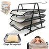 Kit 5 Bandeja Organizadora Tripla de Papel Documentos para Mesa de Escritório - 2