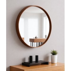 Espelho Grande Redondo Moldura Metal Decorativo 80x80cm Luxo