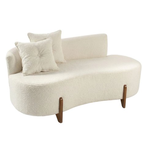 Sofá Orgânico 2 Lugares c/2 Almofadas Curvo Sala Recepção Luna Boucle Off White - Montanaris Decor