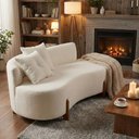 Ver imagem 2 de Sofá Orgânico 2 Lugares c/2 Almofadas Curvo Sala Recepção Luna Boucle Off White - Montanaris Decor