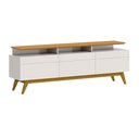 Ver imagem 1 de Rack Bancada 3 Gavetas com Nicho 218cm Amy Off White/Nature - Gran Belo