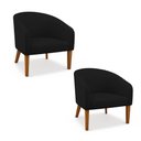 Ver imagem 2 de Poltrona Sala Decorativa Kit 2 Stella Pé Madeira Trapézio Castanho Veludo Preto D03 - D’Rossi