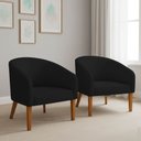 Ver imagem 1 de Poltrona Sala Decorativa Kit 2 Stella Pé Madeira Trapézio Castanho Veludo Preto D03 - D’Rossi