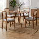 Ver imagem 2 de Mesa de Jantar Redonda Acerola com 4 Cadeiras Estofadas Palmas Linho Cinza Ornar