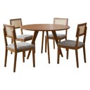 Ver imagem 1 de Mesa de Jantar Redonda Acerola com 4 Cadeiras Estofadas Palmas Linho Cinza Ornar