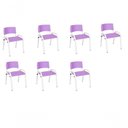 Ver imagem 1 de Kit 7 Cadeira Iso Infantil Creche, Base Branco Lilas
