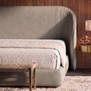 Ver imagem 5 de Cabeceira Estofada Alure para Cama King de 193cm Orgânica Curva Courissimo Bege - Desk Design