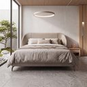 Ver mais imagens de Cabeceira Estofada Alure para Cama King de 193cm Orgânica Curva Courissimo Bege - Desk Design