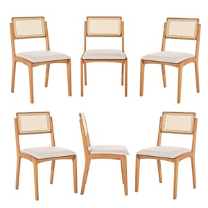 Kit 6 Cadeiras com Encosto Tela Assento Estofado Verona