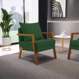Kit 02 Poltronas Alice Veludo Verde Base de Madeira - D'Rossi DRossi - 2