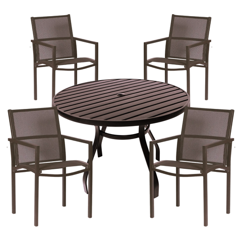 Kit 4 Cadeiras Piscina Jardim Varanda Externa + Mesa Alumínio Resistente