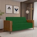 Ver imagem 2 de Sofá Living Decorativo Houston 2 Lugares 160cm Pés em Metal Veludo/ Pu Verde/ Caramelo G33 - Gran Be