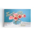 Ver imagem 1 de Quadro Vaso de Rosas Azul Decorativo Canvas 100x70cm