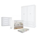 Ver imagem 1 de Quarto de Bebê Americano 4 Portas com Berço Americano Katatau Branco Acetinado – Reller - Henn e Col