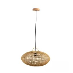 Pendente Skylight Sky-4058m Ôtaki Ø60cm Rattan 3m D/cabo Rattan e Canopla de Madeira 1xe27 - 1