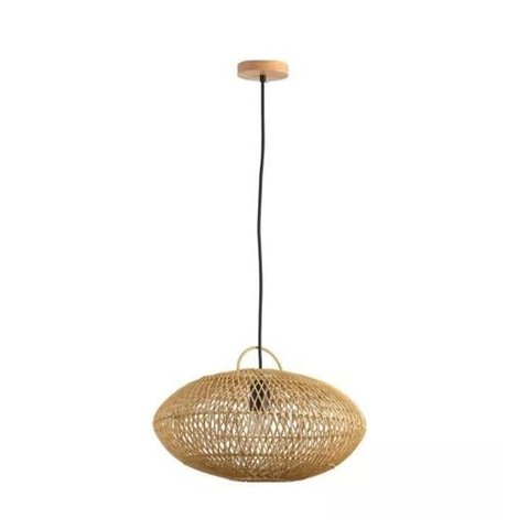 Pendente Skylight Sky-4058m Ôtaki Ø60cm Rattan 3m D/cabo Rattan e Canopla de Madeira 1xe27