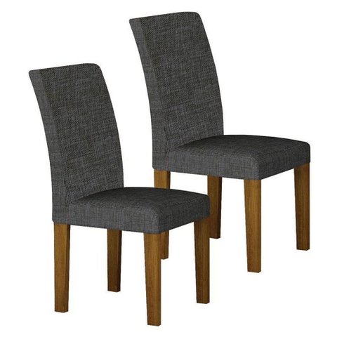 Cadeira para Mesa de Jantar Napoli Mdf Kit 2 Peças Freijó Linho Chumbo – Leifer Móveis