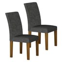 Ver imagem 1 de Cadeira para Mesa de Jantar Napoli Mdf Kit 2 Peças Freijó Linho Chumbo – Leifer Móveis