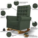 Ver imagem 5 de Poltrona de Amamentação Balanço e Puff Base de Madeira Brenda G05 Linho Verde - Mpozenato