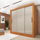 Ver imagem 1 de Guarda-Roupa Casal com 3 Portas de Correr e 4 Gavetas 190cm Multimóveis CR35502 Cinamomo/Off White