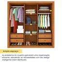 Ver mais imagens de Guarda-Roupa Casal com 3 Portas de Correr e 4 Gavetas 190cm Multimóveis CR35502 Cinamomo/Off White