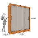 Ver imagem 4 de Guarda-Roupa Casal com 3 Portas de Correr e 4 Gavetas 190cm Multimóveis CR35502 Cinamomo/Off White