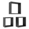 Kit de 3 Nichos Leve Quadrados Pretos de Madeira - 4