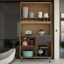 Ver imagem 2 de Cozinha Compacta Luz 1 Gaveta 4 Portas 100% Mdf Amêndoa/chumbo - Panorama Móveis