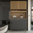 Ver imagem 1 de Cozinha Compacta Luz 1 Gaveta 4 Portas 100% Mdf Amêndoa/chumbo - Panorama Móveis