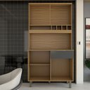 Ver imagem 6 de Cozinha Compacta Luz 1 Gaveta 4 Portas 100% Mdf Amêndoa/chumbo - Panorama Móveis