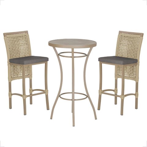 Mesa Bistro e 2 Banquetas Roma Fendi Corda Náutica 11 Trama Original