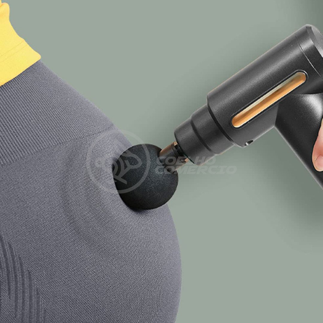 Mini Massageador Elétrico Relaxamento Muscular Facial Físico Fitness 6 Níveis - Fascial Gun Preto - 4