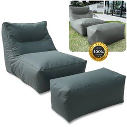 Poltrona Puff Espreguiçadeira Jardim Cadeira Área Gourmet Ambiente Externo Almofada Decorativo Luxo - 4